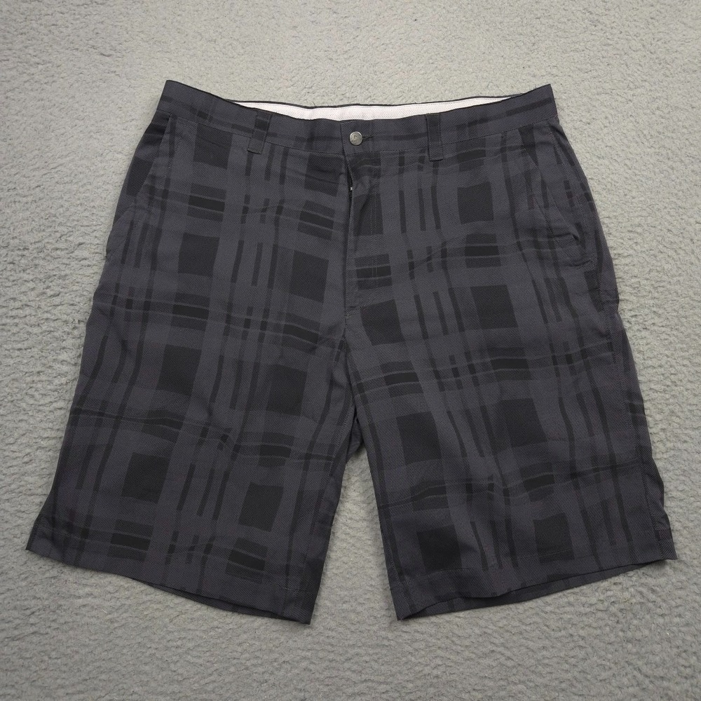 Callaway Golf Shorts Mens 36 Gray Geometric Plaid Flat Front Performance
